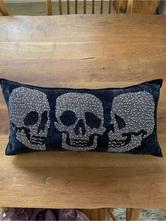 Magaschoni Other - Magaschoni Black Skull silver rhinestone Throw Pillow - Home Holiday